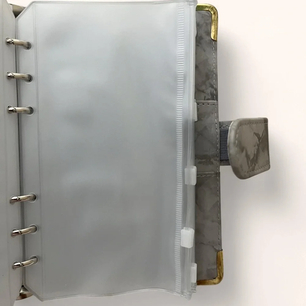 Gray White Marble Magnetic Clip Closure Budget Binder Savings Challenge